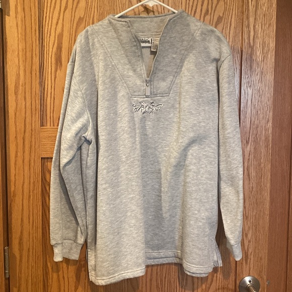 Basic Editions Plus Grey Quarter Zip Sweater - Picture 3 of 4